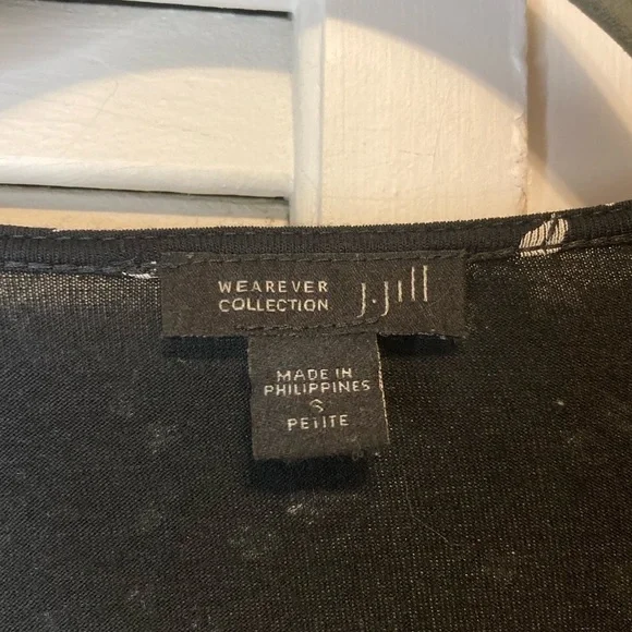 J. Jill Wherever Collection Black And White 3/4 Sleeve Top Size Small Petite - Picture 4 of 6